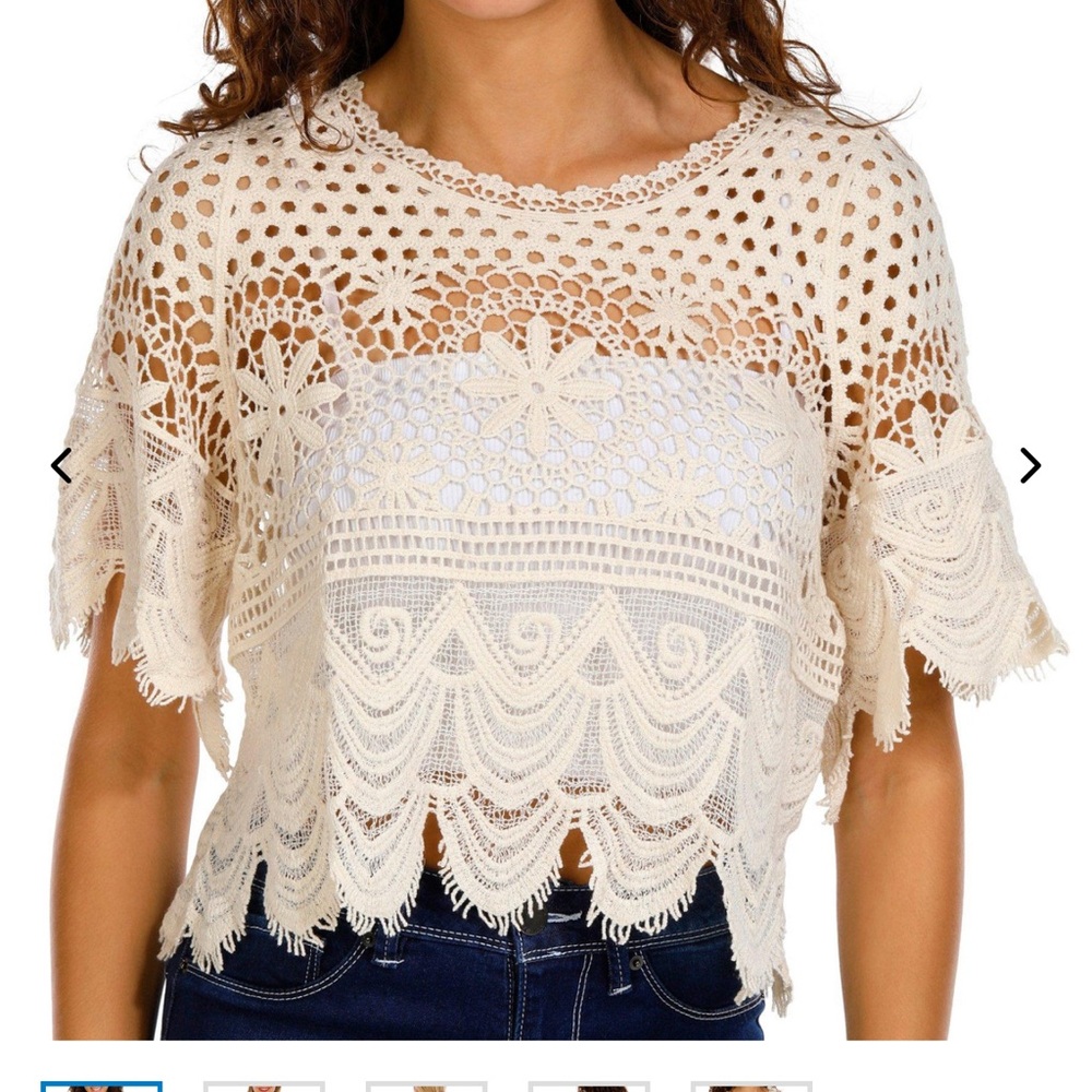 Chic Crochet Lace Crop Top in Cream